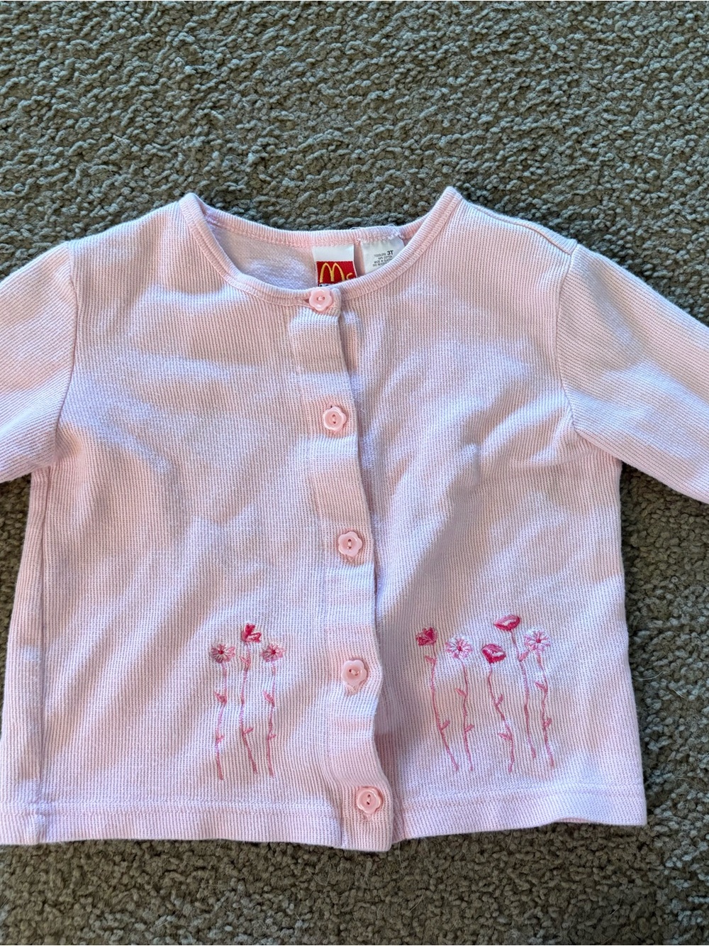 McDonald's Light Pink Girls' Floral Knit Cardigan